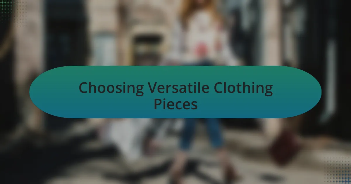 Choosing Versatile Clothing Pieces