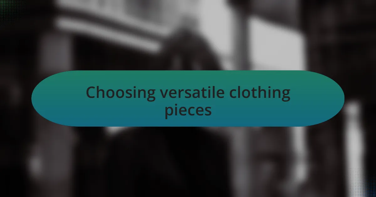 Choosing versatile clothing pieces