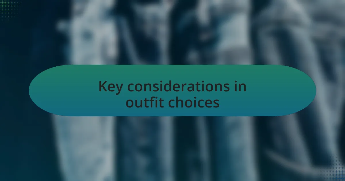 Key considerations in outfit choices