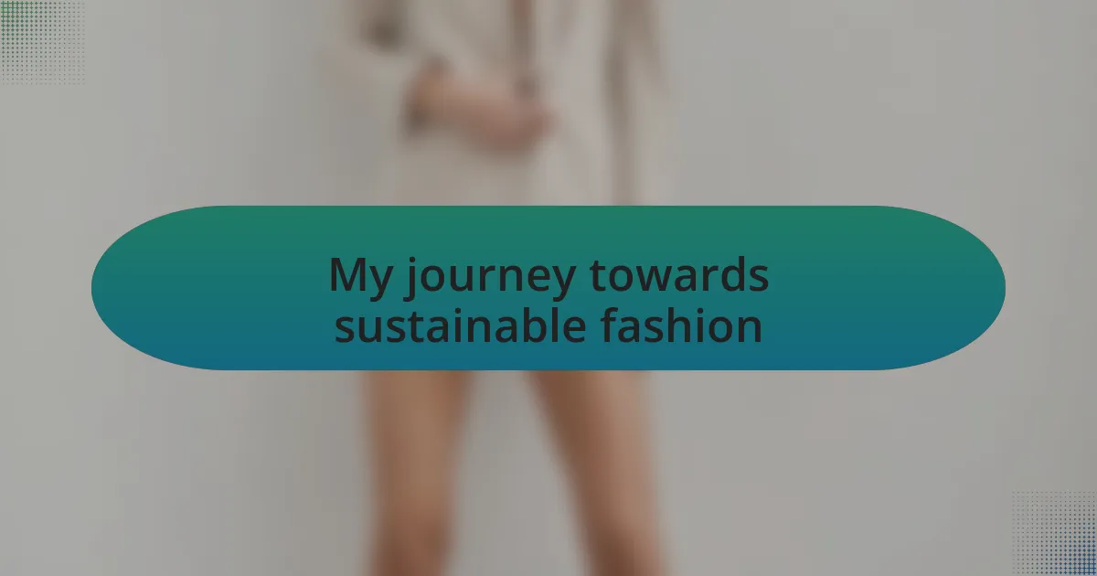 My journey towards sustainable fashion