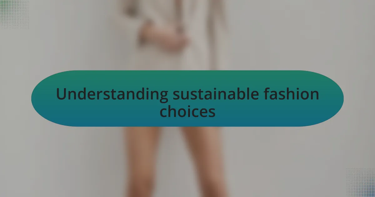 Understanding sustainable fashion choices